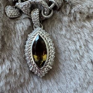 Vintage Judith Ripka Smoky Quartz Sterling Silver Enhancer Pendant